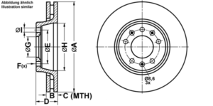 ATE Bremsesæt, skivebremser ijf1418ug7 foraksel ventileret 280mm 28mm for PEUGEOT CITROËN FIAT TOYOTA