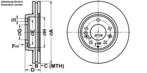 ATE Bremsesæt, skivebremser ijf14191o3 foraksel ventileret 282mm 25mm for MAZDA