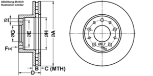 ATE Bremsesæt, skivebremser ijf1419j67 foraksel ventileret 280mm 28mm for PEUGEOT CITROËN FIAT