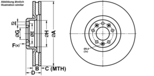 ATE Bremsesæt, skivebremser ijf1419kd1 foraksel ventileret 340mm 30mm for PEUGEOT CITROËN