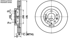 ATE Bremsesæt, skivebremser ijf141a1j7 foraksel ventileret 322mm 24mm for MAZDA