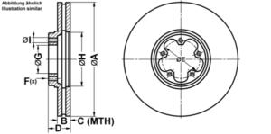 ATE Bremsesæt, skivebremser ijf141ael3 foraksel ventileret 294mm 24mm for FORD
