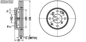 ATE Bremsesæt, skivebremser ijf141b7f9 foraksel ventileret 240mm 21mm for HONDA