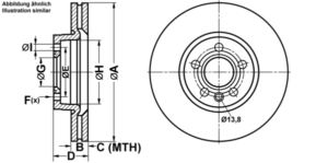 ATE Bremsesæt, skivebremser ijf141bbm9 foraksel ventileret 313mm 25mm for FORD VAG