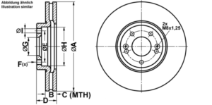 ATE Bremsesæt, skivebremser ijf141bc71 foraksel ventileret 321mm 28mm for HYUNDAI KIA