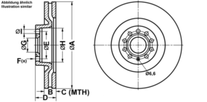 ATE Bremsesæt, skivebremser ijf141bf37 foraksel ventileret 345mm 30mm for VAG SKODA