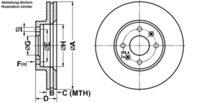 ATE Bremsesæt, skivebremser ijf141bg51 foraksel ventileret 262mm 22mm for RENAULT