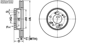 ATE Bremsesæt, skivebremser ijf141bp05 foraksel ventileret 282mm 23mm for HONDA