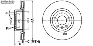 ATE Bremsesæt, skivebremser ijf141bsl9 foraksel ventileret 296mm 28mm for OPEL VAUXHALL