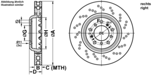 ATE Bremsesæt, skivebremser ijf141bvi5 højre perforeret/ventileret 360mm 30mm for BMW
