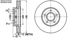 ATE Bremsesæt, skivebremser ijf141bwt5 foraksel ventileret 278mm 25mm for FORD VOLVO MAZDA