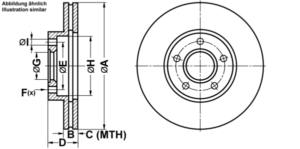 ATE Bremsesæt, skivebremser ijf141c6l7 foraksel ventileret 278mm 24mm for FORD