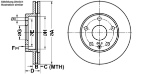 ATE Bremsesæt, skivebremser ijf141c6u3 foraksel ventileret 256mm 24mm for DAEWOO CHEVROLET