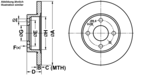 ATE Bremsesæt, skivebremser ijf141cbi1 foraksel fuld 240mm 12mm for FIAT