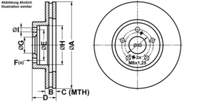ATE Bremsesæt, skivebremser ijf141ckf5 foraksel ventileret 275mm 25mm for TOYOTA