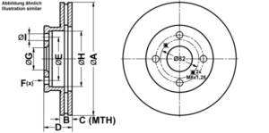 ATE Bremsesæt, skivebremser ijf141d0s7 foraksel ventileret 238mm 18mm for TOYOTA