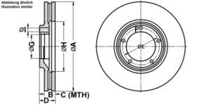 ATE Bremsesæt, skivebremser ijf141d455 foraksel ventileret 253mm 20mm for KIA HYUNDAI