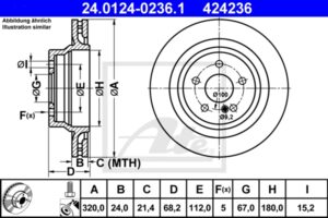 ATE Bremsesæt, skivebremser ijf141hb72 bagaksel ventileret 320mm 24mm for MERCEDES-BENZ