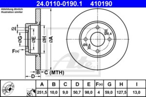 ATE Bremsesæt, skivebremser ijzjsg6d38 bagaksel fuld 251mm 10mm for FIAT