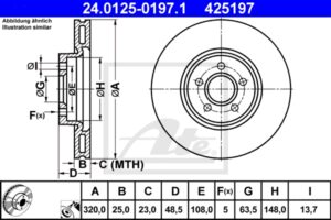 ATE Bremsesæt, skivebremser ijzjsghb76 foraksel ventileret 320mm 25mm for VOLVO FORD OPEL VAUXHALL SAAB MAZDA