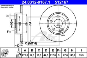 ATE Bremsesæt, skivebremser ijzjsghjf2 foraksel fuld 276mm 12mm for MERCEDES-BENZ MAYBACH
