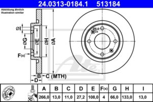 ATE Bremsesæt, skivebremser ijzjsgj8s1 foraksel fuld 266mm 13mm for CITROËN PEUGEOT