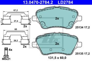 ATE Bremsesæt, skivebremser ijzjsgk1t6 foraksel ventileret 278mm 23mm for FORD