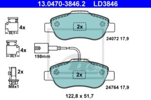 ATE Bremsesæt, skivebremser ijzjsgk5n4 foraksel ventileret 240mm 20mm for FORD FIAT