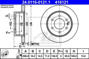 ATE Bremsesæt, skivebremser ijzjsgk7t2 bagaksel fuld 298mm 16mm for MERCEDES-BENZ VAG