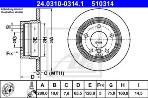 ATE Bremsesæt, skivebremser ijzjsgl1n6 bagaksel fuld 280mm 10mm for BMW MINI