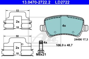 ATE Bremsesæt, skivebremser ijzjsgl658 bagaksel fuld 302mm 11mm for FORD VOLVO LAND ROVER