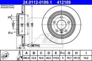 ATE Bremsesæt, skivebremser ijzjsglbn6 bagaksel fuld 292mm 12mm for OPEL VAUXHALL CHEVROLET