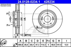 ATE Bremsesæt, skivebremser sg00000b4f foraksel ventileret 300mm 28mm for KIA HYUNDAI