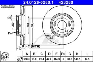 ATE Bremsesæt, skivebremser sg00000cgu foraksel ventileret 300mm 28mm for KIA HYUNDAI