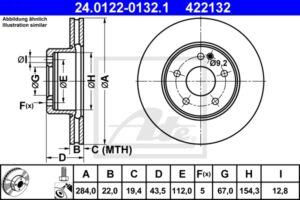 ATE Bremsesæt, skivebremser sg00000ch1 foraksel ventileret 284mm 22mm for MERCEDES-BENZ