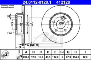 ATE Bremsesæt, skivebremser sg00000chp foraksel fuld 284mm 12mm for MERCEDES-BENZ
