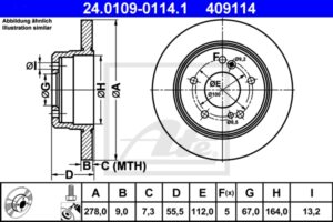 ATE Bremsesæt, skivebremser sg00000cx6 bagaksel fuld 284mm 9mm for MERCEDES-BENZ CHRYSLER
