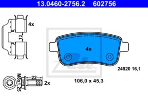 ATE Bremsesæt, skivebremser sg00000dhm foraksel fuld 260mm 8mm for RENAULT