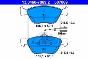 ATE Bremsesæt, skivebremser sg00000dso bagaksel fuld 240mm 22mm for PEUGEOT CITROËN FORD FIAT
