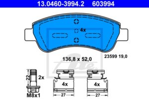 ATE Bremsesæt, skivebremser sg00000dst foraksel fuld 249mm 9mm for PEUGEOT CITROËN VAUXHALL OPEL