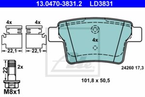 ATE Bremsesæt, skivebremser sizw2n6x65 bagaksel fuld 300mm 23mm for FORD JAGUAR