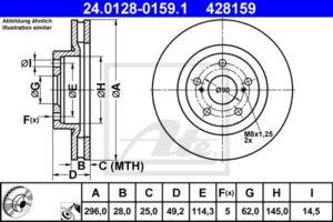 ATE Bremsesæt, skivebremser sizw2n7dc4 bagaksel fuld 259mm 9mm for SUBARU TOYOTA LEXUS