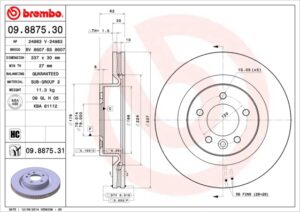 BREMBO Bremsesæt, skivebremser ijf141i9s4 foraksel indvendig ventileret 337mm 30mm for LAND ROVER