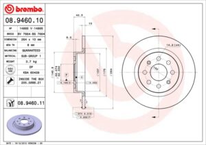 BREMBO Bremsesæt, skivebremser ijzjsg5qc9 bagaksel fuld 264mm 10mm for OPEL VAUXHALL FIAT