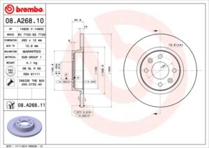 BREMBO Bremsesæt, skivebremser ijzjsg6a63 foraksel fuld 260mm 12mm for DACIA RENAULT SMART