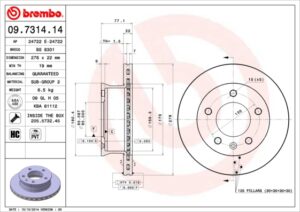 BREMBO Bremsesæt, skivebremser ijzjsgfb52 foraksel indvendig ventileret 276mm 22mm for MERCEDES-BENZ VW SKODA DODGE