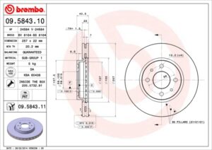 BREMBO Bremsesæt, skivebremser ijzjsgffd4 foraksel indvendig ventileret 257mm 22mm for PEUGEOT CITROËN ALFA ROMEO FIAT