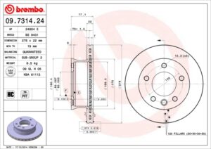 BREMBO Bremsesæt, skivebremser ijzjsgfy61 foraksel indvendig ventileret 276mm 22mm for MERCEDES-BENZ VW SKODA DODGE