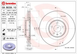 BREMBO Bremsesæt, skivebremser ijzjsgg827 foraksel indvendig ventileret 345mm 29mm for AUDI SEAT SKODA VW (FAW)