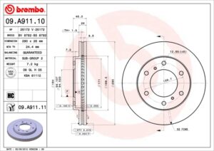 BREMBO Bremsesæt, skivebremser ijzjsggal8 foraksel indvendig ventileret 290mm 26mm for ISUZU MAZDA NISSAN MITSUBISHI